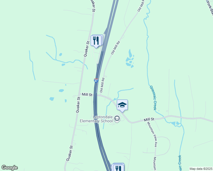 map of restaurants, bars, coffee shops, grocery stores, and more near 4 Mystic Lane in Wallkill