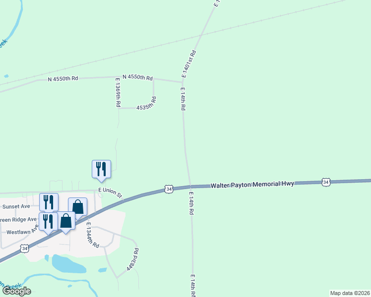 map of restaurants, bars, coffee shops, grocery stores, and more near 4524 East 14th Road in Earlville