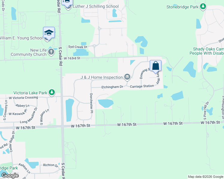 map of restaurants, bars, coffee shops, grocery stores, and more near 14460 Etchingham Drive in Lockport