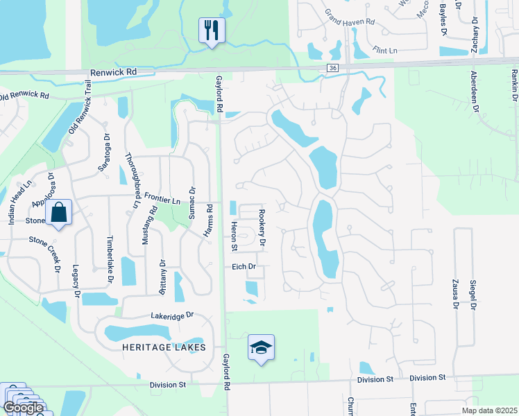 map of restaurants, bars, coffee shops, grocery stores, and more near 21537 Papoose Lake Court in Crest Hill