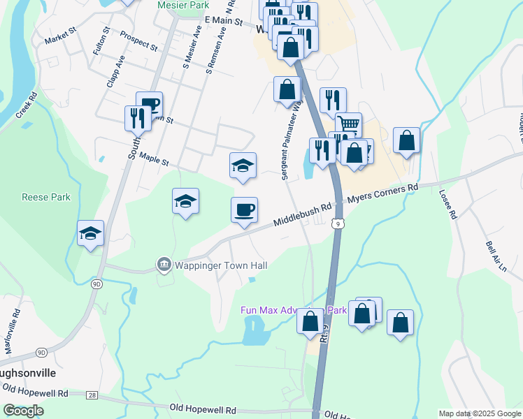 map of restaurants, bars, coffee shops, grocery stores, and more near in New Hamburg
