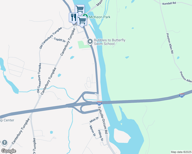 map of restaurants, bars, coffee shops, grocery stores, and more near Norwich Avenue in Norwich