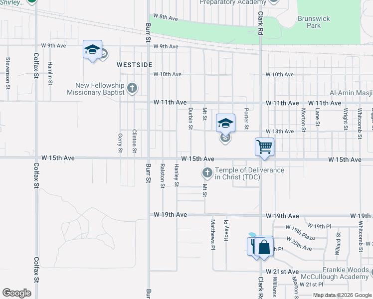 map of restaurants, bars, coffee shops, grocery stores, and more near 1333 Hanley Street in Gary