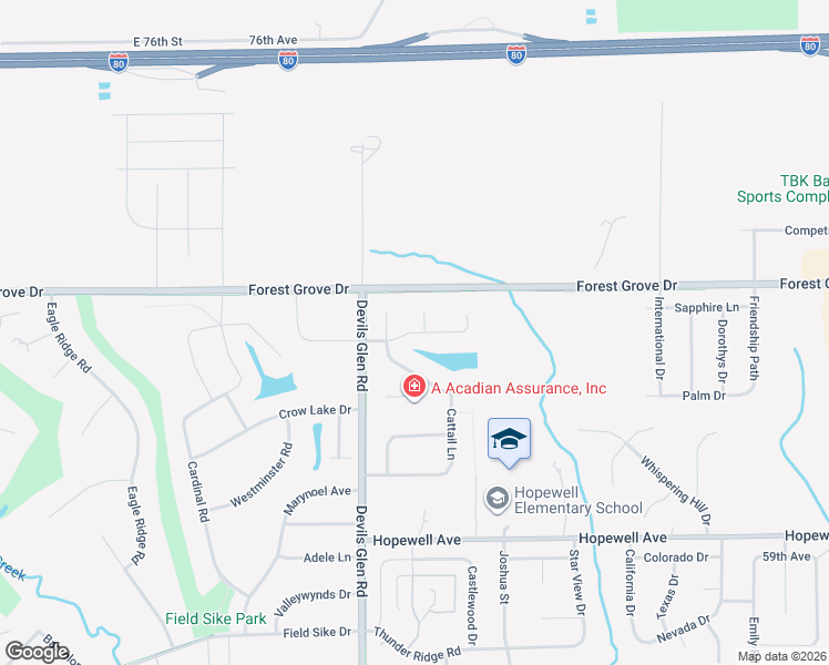 map of restaurants, bars, coffee shops, grocery stores, and more near Lake View Court in Bettendorf
