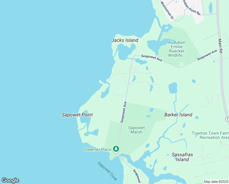 map of restaurants, bars, coffee shops, grocery stores, and more near 463 Seapowet Avenue in Tiverton
