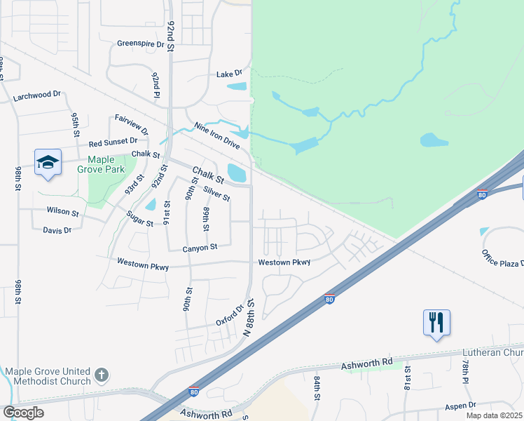 map of restaurants, bars, coffee shops, grocery stores, and more near 397 North 88th Street in West Des Moines