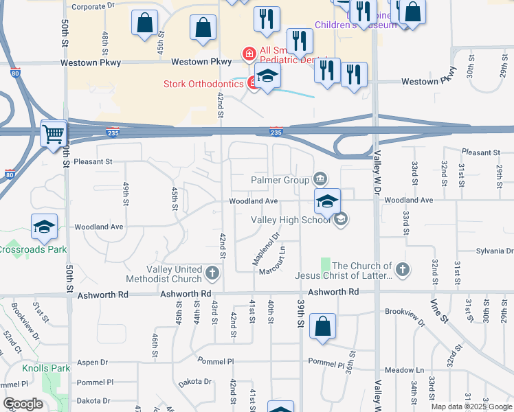 map of restaurants, bars, coffee shops, grocery stores, and more near 1140 Belle Mar Drive in West Des Moines