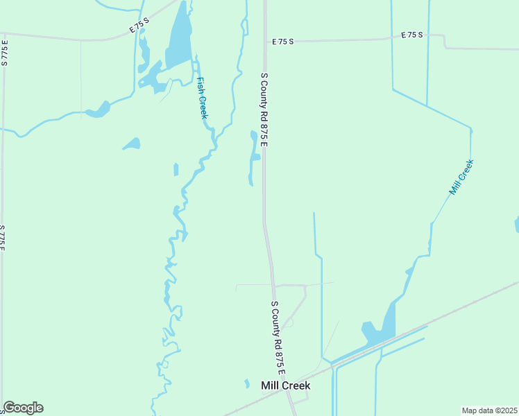 map of restaurants, bars, coffee shops, grocery stores, and more near 1206 South County Road 875 East in Mill Creek