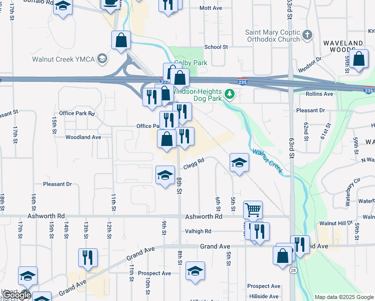 map of restaurants, bars, coffee shops, grocery stores, and more near 1249 8th Street in West Des Moines