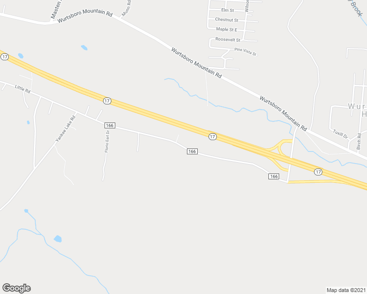 map of restaurants, bars, coffee shops, grocery stores, and more near County Road 166 in Sullivan County