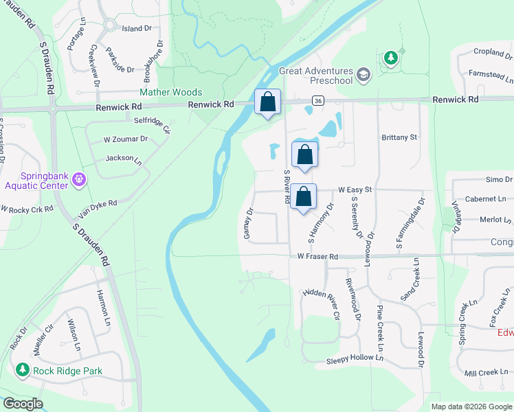 map of restaurants, bars, coffee shops, grocery stores, and more near 16109 Gamay Drive in Plainfield