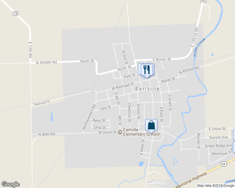 map of restaurants, bars, coffee shops, grocery stores, and more near 420 West Winthrop Street in Earlville