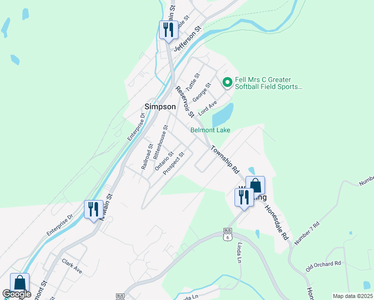 map of restaurants, bars, coffee shops, grocery stores, and more near 21 Prospect St in Carbondale