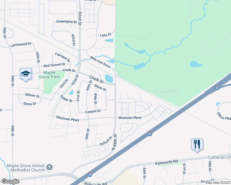 map of restaurants, bars, coffee shops, grocery stores, and more near 397 North 88th Street in West Des Moines