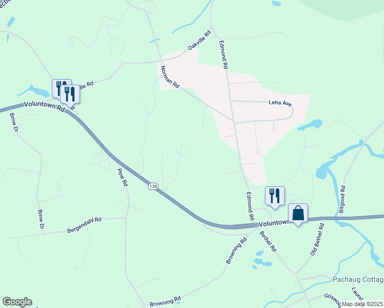 map of restaurants, bars, coffee shops, grocery stores, and more near 7 Arthurs Way in Griswold