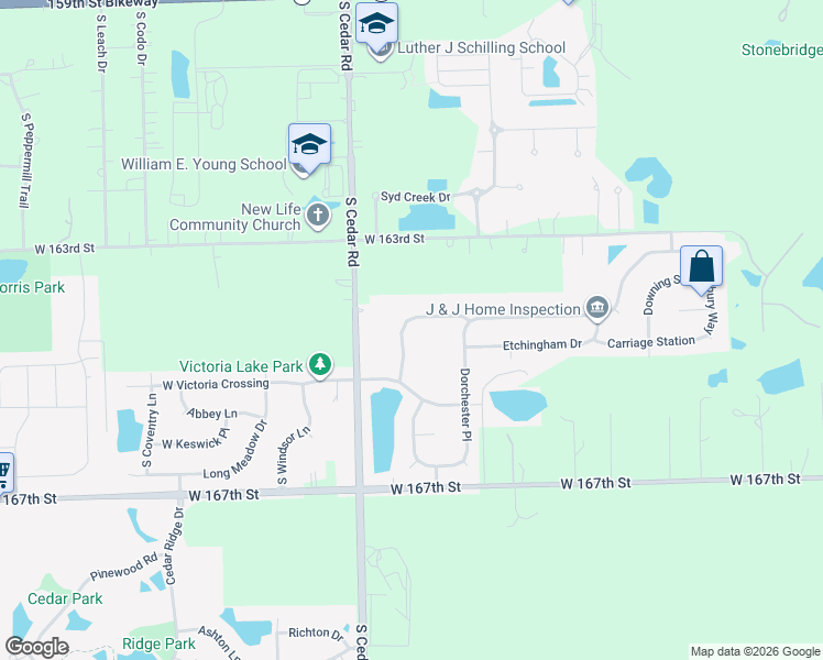 map of restaurants, bars, coffee shops, grocery stores, and more near 16412 Newcastle Way in Lockport