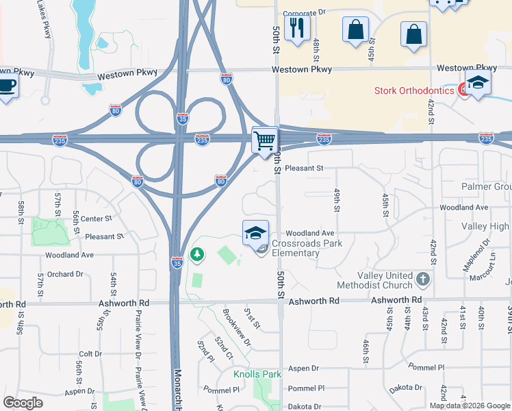 map of restaurants, bars, coffee shops, grocery stores, and more near 1070 50th Street 5e in West Des Moines