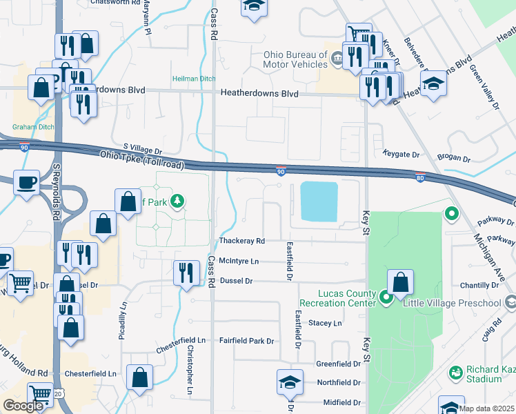 map of restaurants, bars, coffee shops, grocery stores, and more near 2228 Maple Tree in Maumee