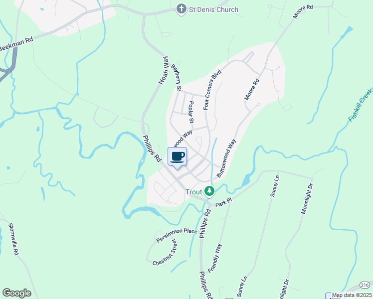 map of restaurants, bars, coffee shops, grocery stores, and more near 15 Bayberry Street in Hopewell Junction
