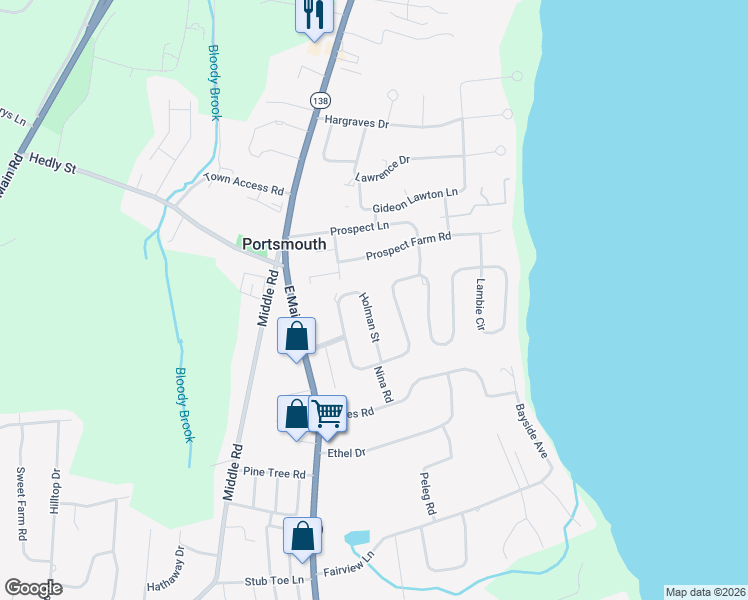 map of restaurants, bars, coffee shops, grocery stores, and more near 80 Holman Street in Portsmouth