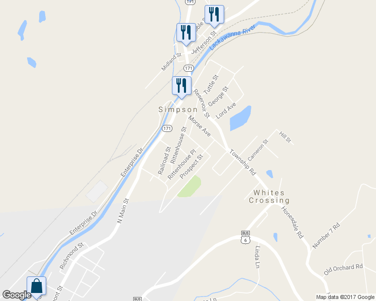 map of restaurants, bars, coffee shops, grocery stores, and more near 2 Doris Avenue in Simpson