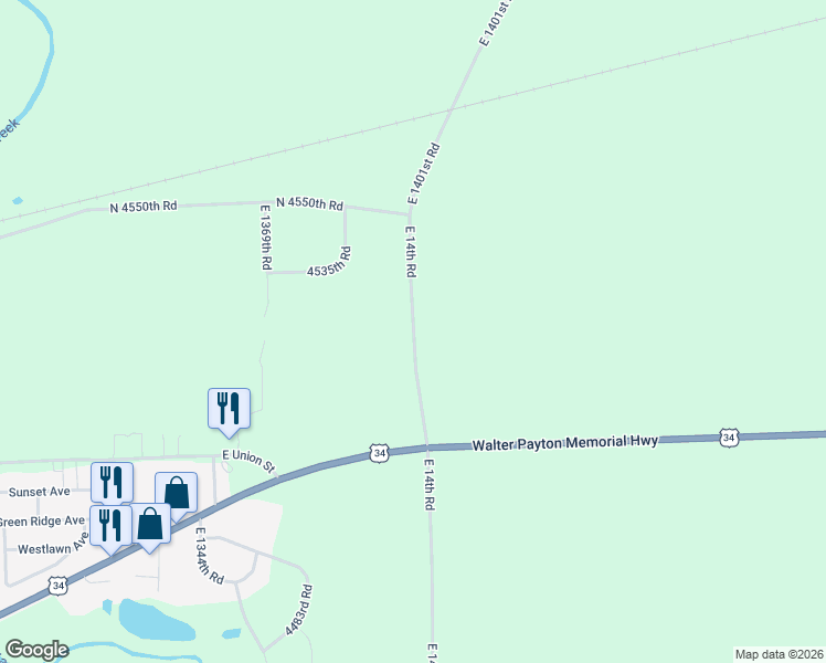map of restaurants, bars, coffee shops, grocery stores, and more near 4524 East 14th Road in Earlville