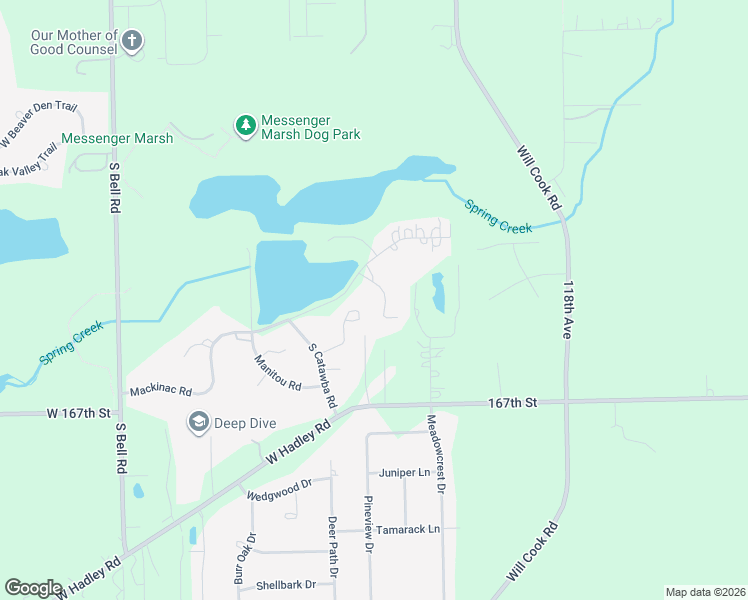 map of restaurants, bars, coffee shops, grocery stores, and more near 16508 Mackinac Court in Lockport