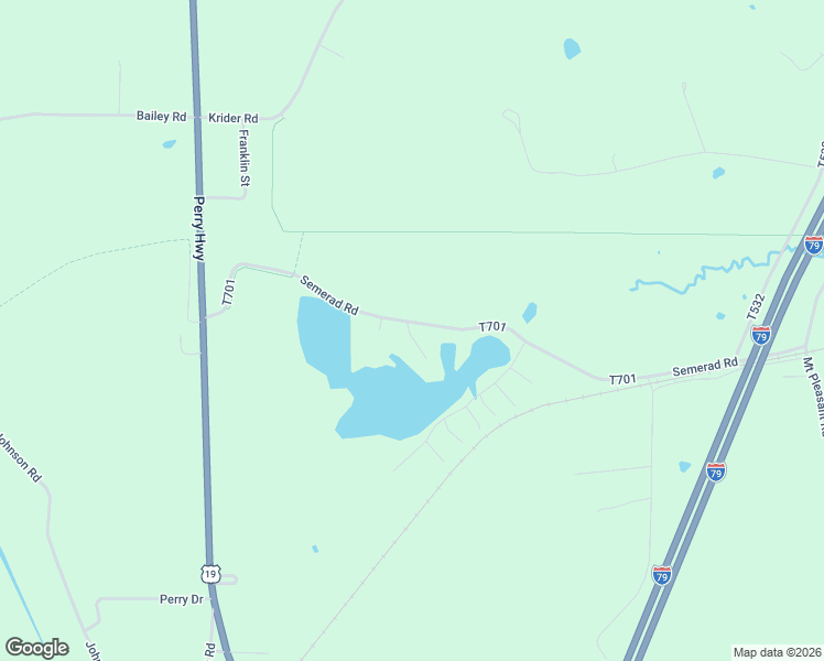 map of restaurants, bars, coffee shops, grocery stores, and more near 17601 Semerad Road in Meadville