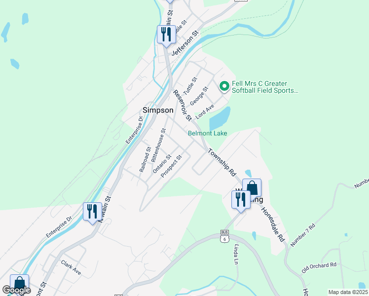 map of restaurants, bars, coffee shops, grocery stores, and more near 21 Prospect St in Carbondale