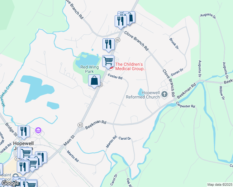 map of restaurants, bars, coffee shops, grocery stores, and more near 17 Foster Road in Hopewell Junction