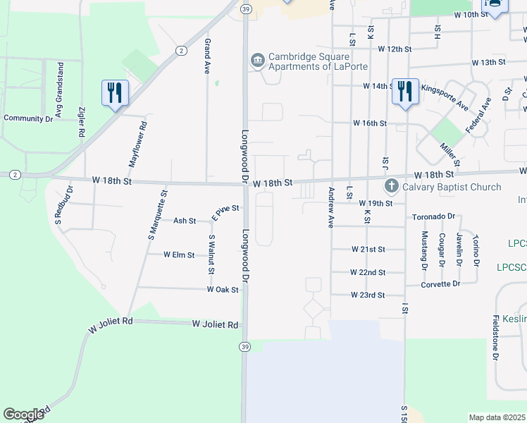 map of restaurants, bars, coffee shops, grocery stores, and more near 200 Plymouth Lane in La Porte