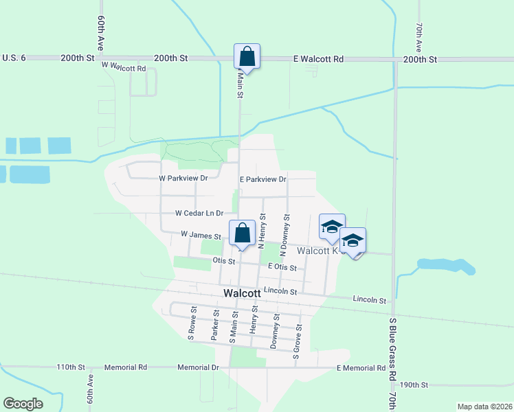map of restaurants, bars, coffee shops, grocery stores, and more near 345 North Main Street in Walcott