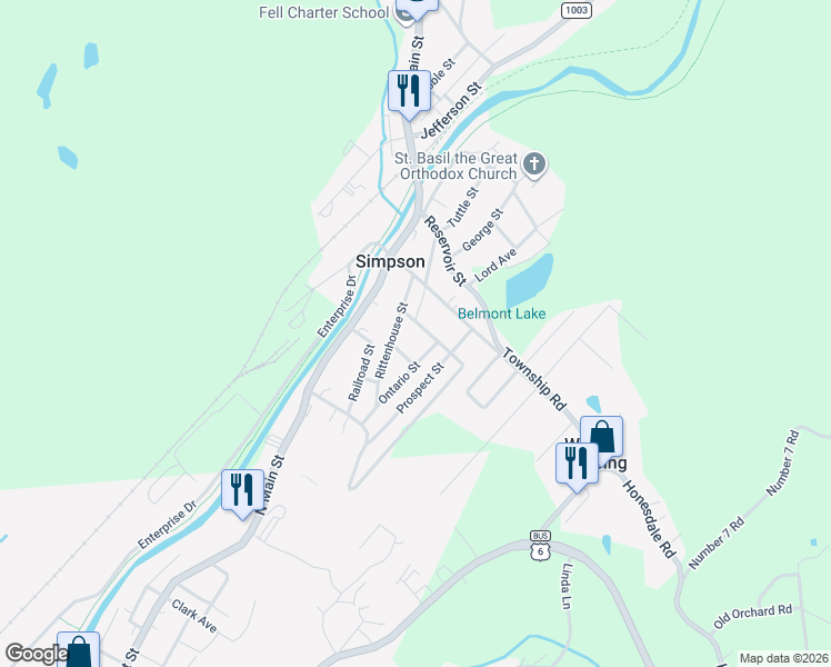map of restaurants, bars, coffee shops, grocery stores, and more near 2 Doris Avenue in Simpson