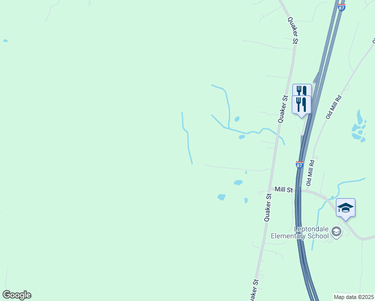 map of restaurants, bars, coffee shops, grocery stores, and more near 268 Quaker Street in Wallkill