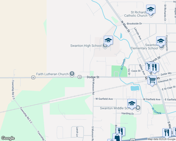 map of restaurants, bars, coffee shops, grocery stores, and more near 101 Grove Lane in Swanton