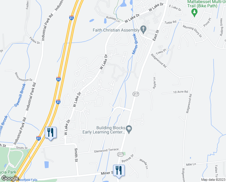 map of restaurants, bars, coffee shops, grocery stores, and more near 5 Forest Glen Circle in Middletown