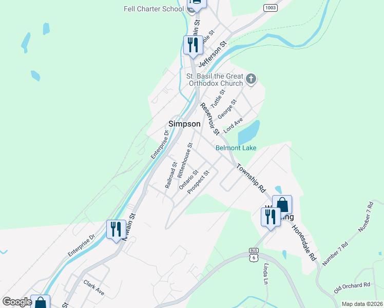 map of restaurants, bars, coffee shops, grocery stores, and more near 17 Rittenhouse Street in Simpson