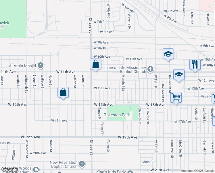 map of restaurants, bars, coffee shops, grocery stores, and more near in Gary