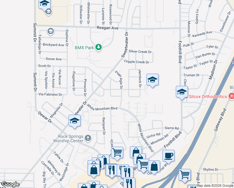 map of restaurants, bars, coffee shops, grocery stores, and more near 3201-3333 Fitzpatrick Dr in Rock Springs