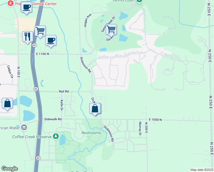 map of restaurants, bars, coffee shops, grocery stores, and more near Kilarney Road in Chesterton