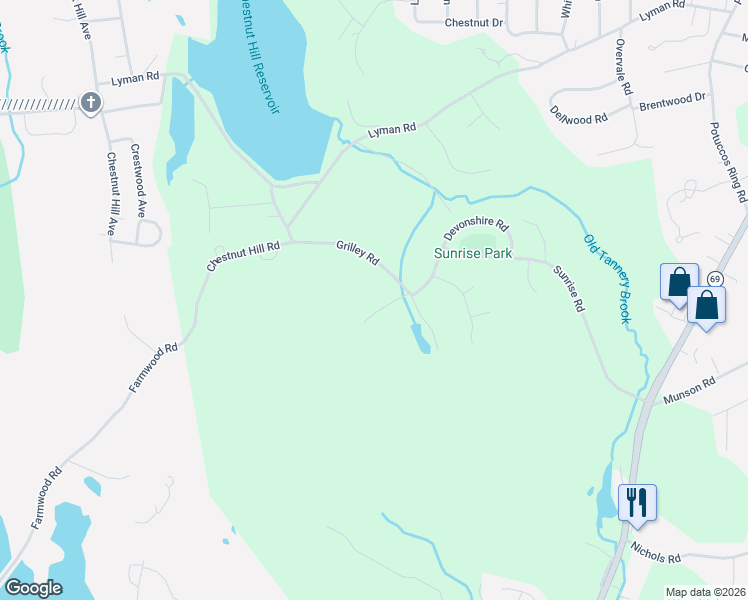 map of restaurants, bars, coffee shops, grocery stores, and more near 13 Executive Hill Road in Wolcott