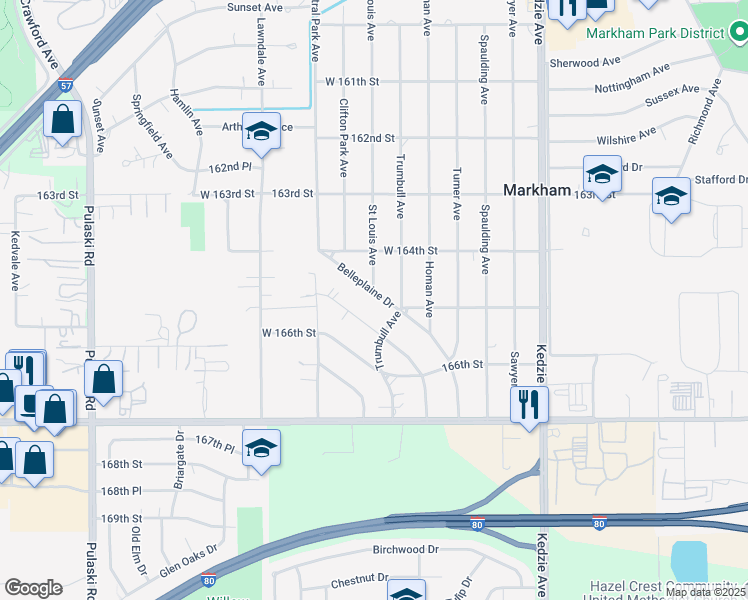map of restaurants, bars, coffee shops, grocery stores, and more near 16474 Belleplaine Drive in Markham