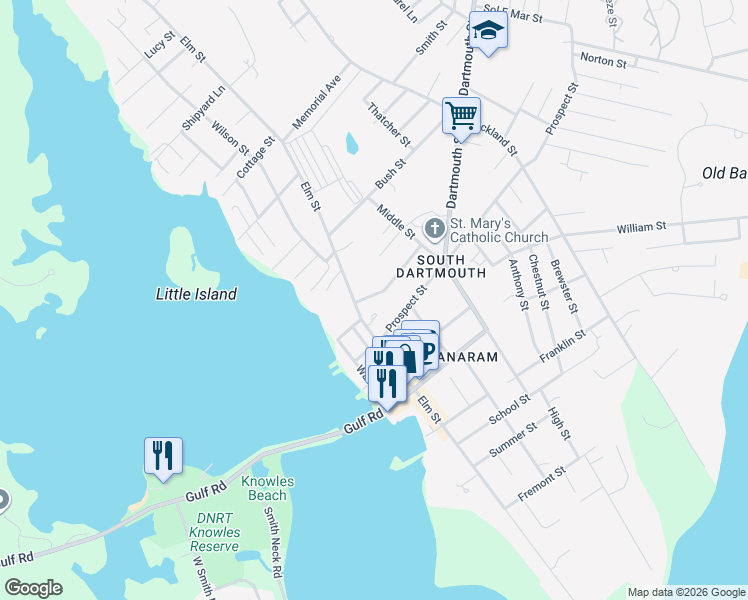 map of restaurants, bars, coffee shops, grocery stores, and more near 13 Sunview Terrace in Dartmouth