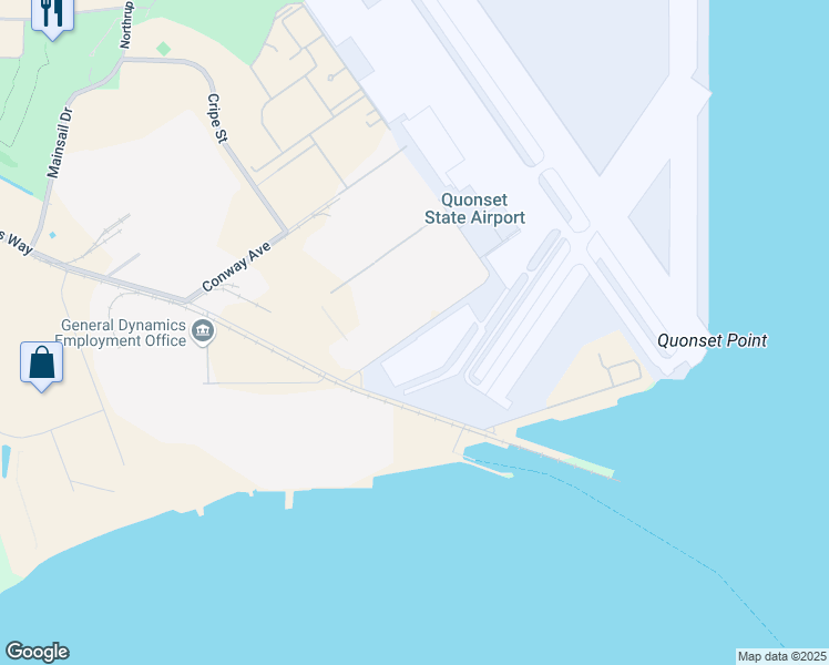 map of restaurants, bars, coffee shops, grocery stores, and more near Eccleston Avenue in North Kingstown