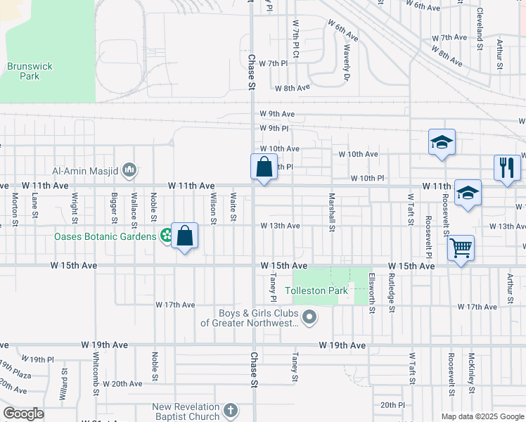 map of restaurants, bars, coffee shops, grocery stores, and more near 2965 West 12th Avenue in Gary