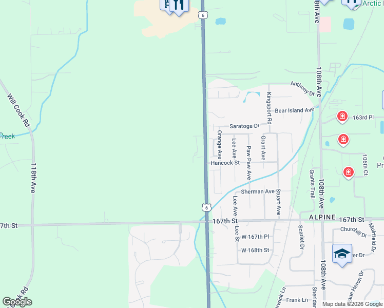 map of restaurants, bars, coffee shops, grocery stores, and more near 16438 Avenel Drive in Orland Park