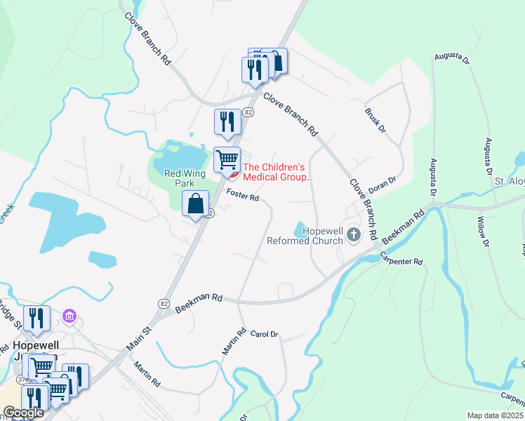 map of restaurants, bars, coffee shops, grocery stores, and more near 43 Foster Road in Hopewell Junction