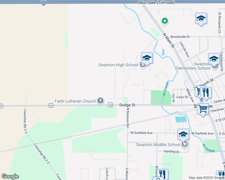 map of restaurants, bars, coffee shops, grocery stores, and more near 107 Peachtree Ln in Swanton