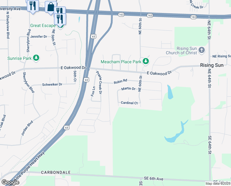 map of restaurants, bars, coffee shops, grocery stores, and more near 350 Hawkeye Drive in Pleasant Hill