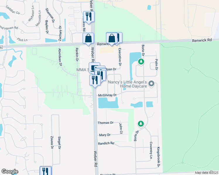 map of restaurants, bars, coffee shops, grocery stores, and more near 16143 Huron Street in Crest Hill